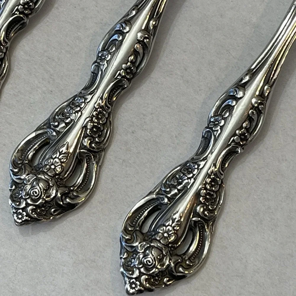 Set 4 Oneida Michelangelo Dinner Forks Cube Mark Stainless Ornate Flatware 7.25